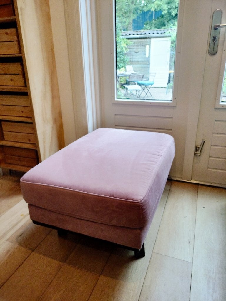 Torino Hocker Oudroze Velours, Ophalen, 75 tot 100 cm, Zo goed als nieuw, Stof