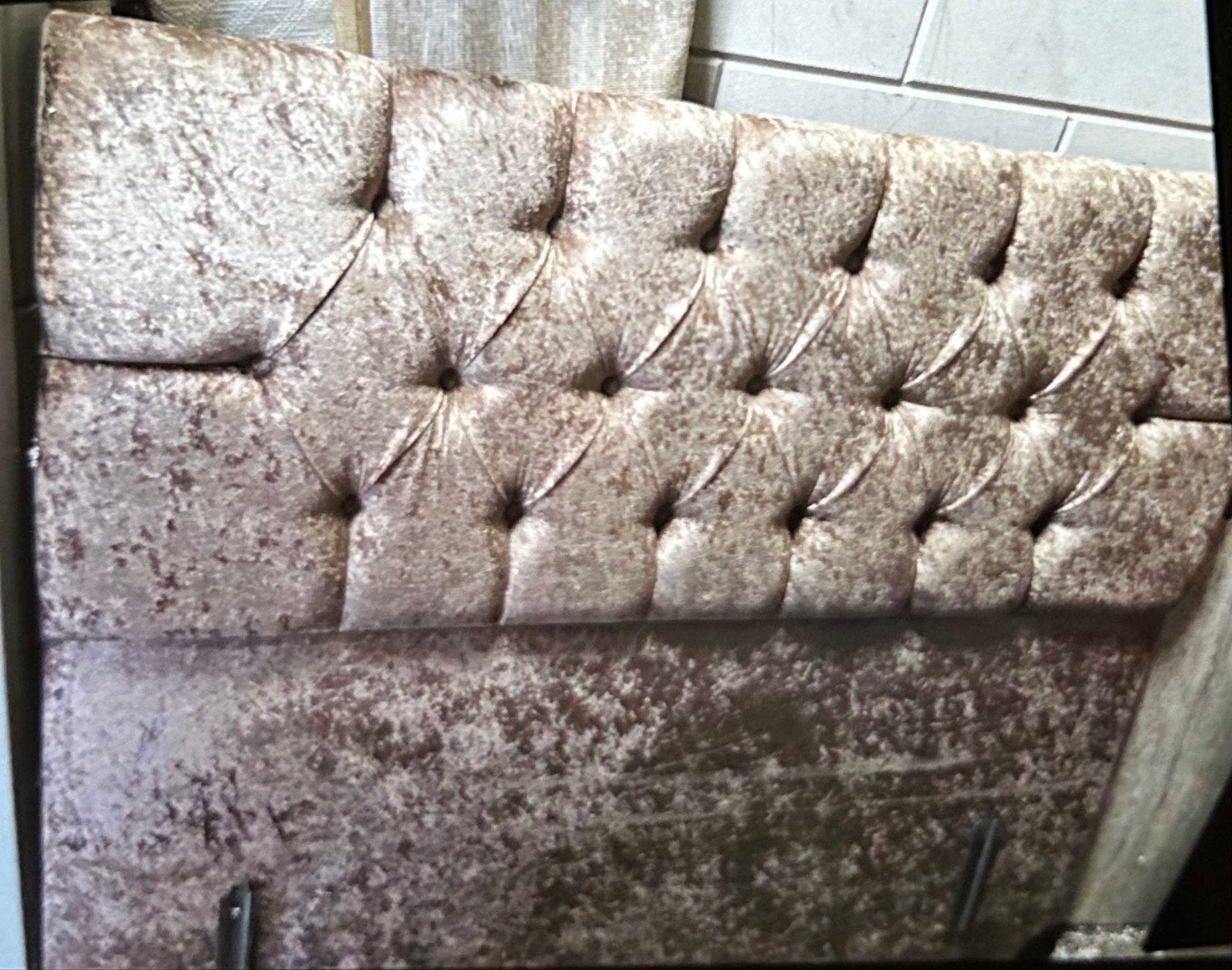 Luxe gecapitonneerd gestofeerde hoofdbord 140-  Velvet, Ophalen of Verzenden, Zo goed als nieuw, 180 cm of meer, 100 cm of meer