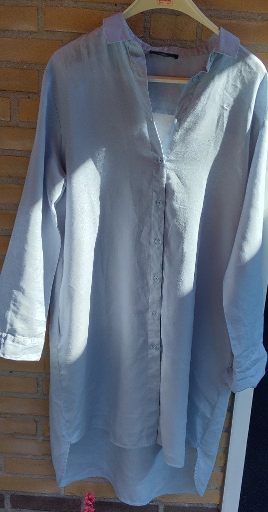 Mooie lichtblauwe linnen jurk van Emotions. Be-One. Mt 44, Blauw, Maat 42/44 (L), Emotions, Ophalen of Verzenden