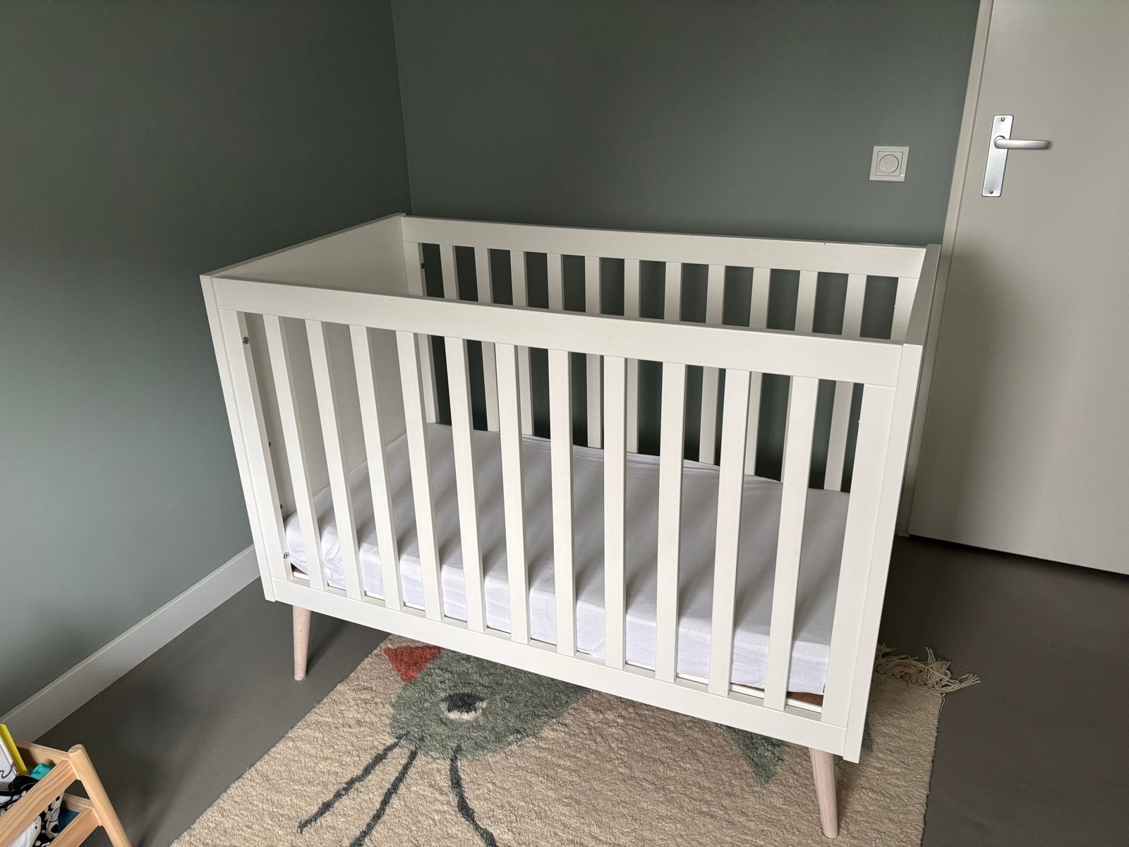 Kidsmill Sterre Ledikant 60x120  - wit, Gebruikt, Lattenbodem, Minder dan 70 cm, 140 tot 160 cm
