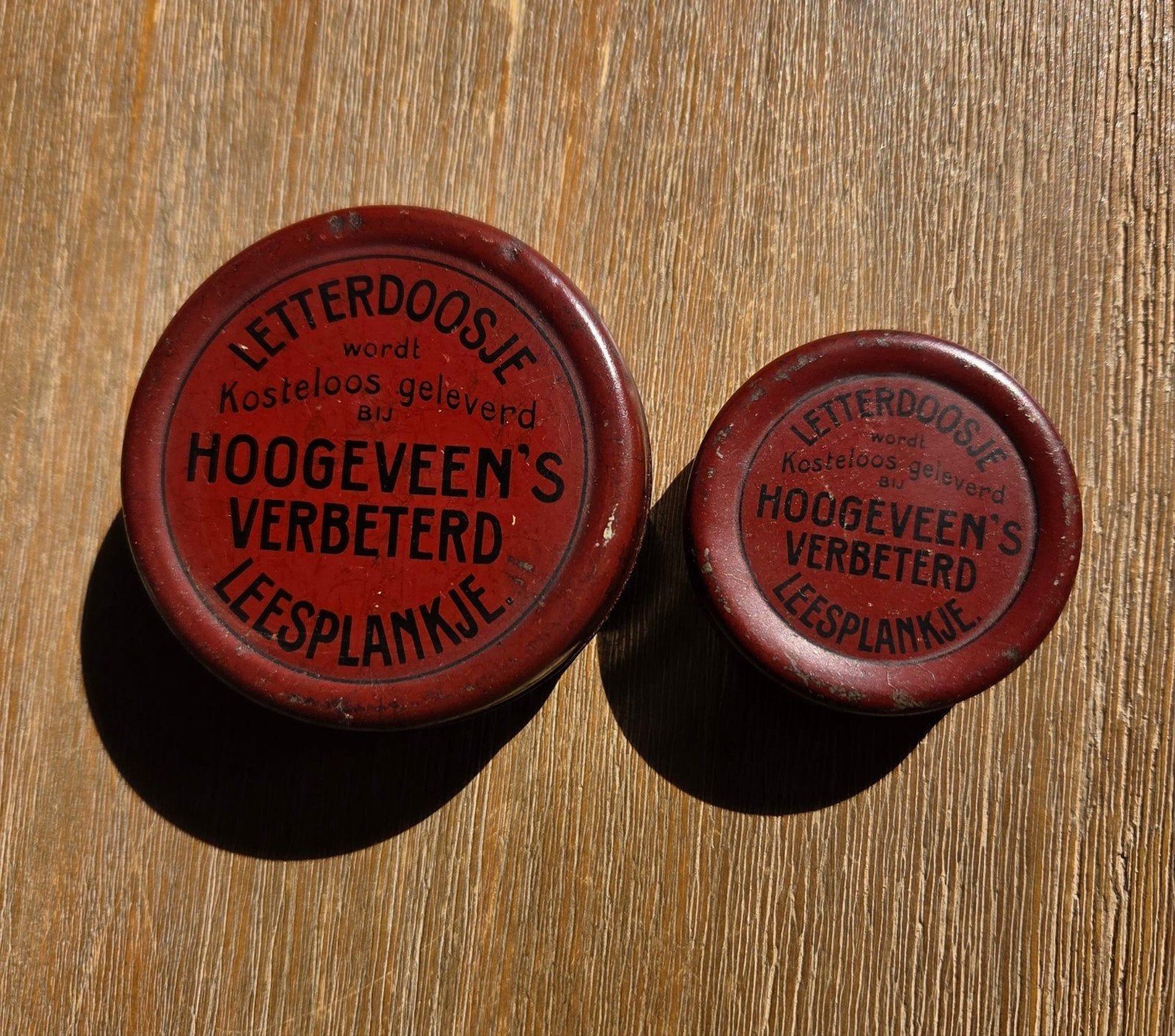 Antieke Letterdoosjes Hoogeveen's Verbeterd Leesplankje, Antiek en Kunst, Ophalen of Verzenden