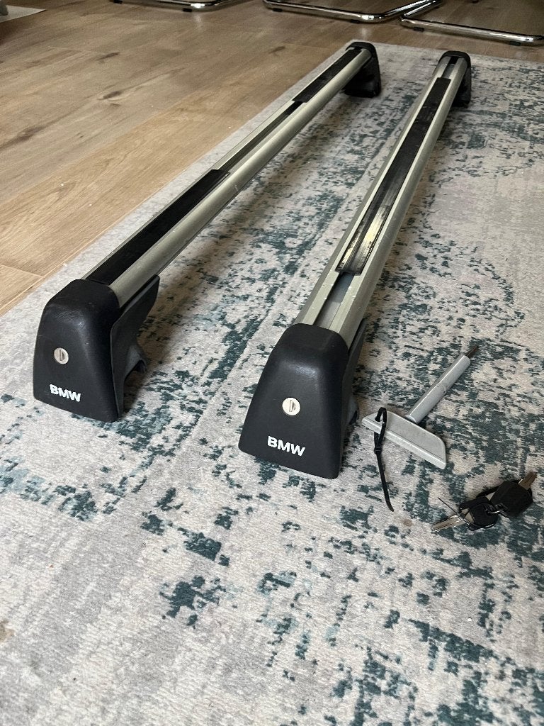 Originele BMW E91 dakdragers – compleet met sleutel – 75 kg, Auto diversen, Dakdragers, Ophalen, Gebruikt