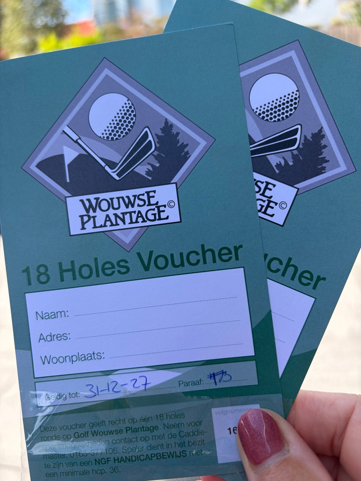 2 greenfees voor Golfcentrum De Wouwse Plantage, Verzenden, Nieuw