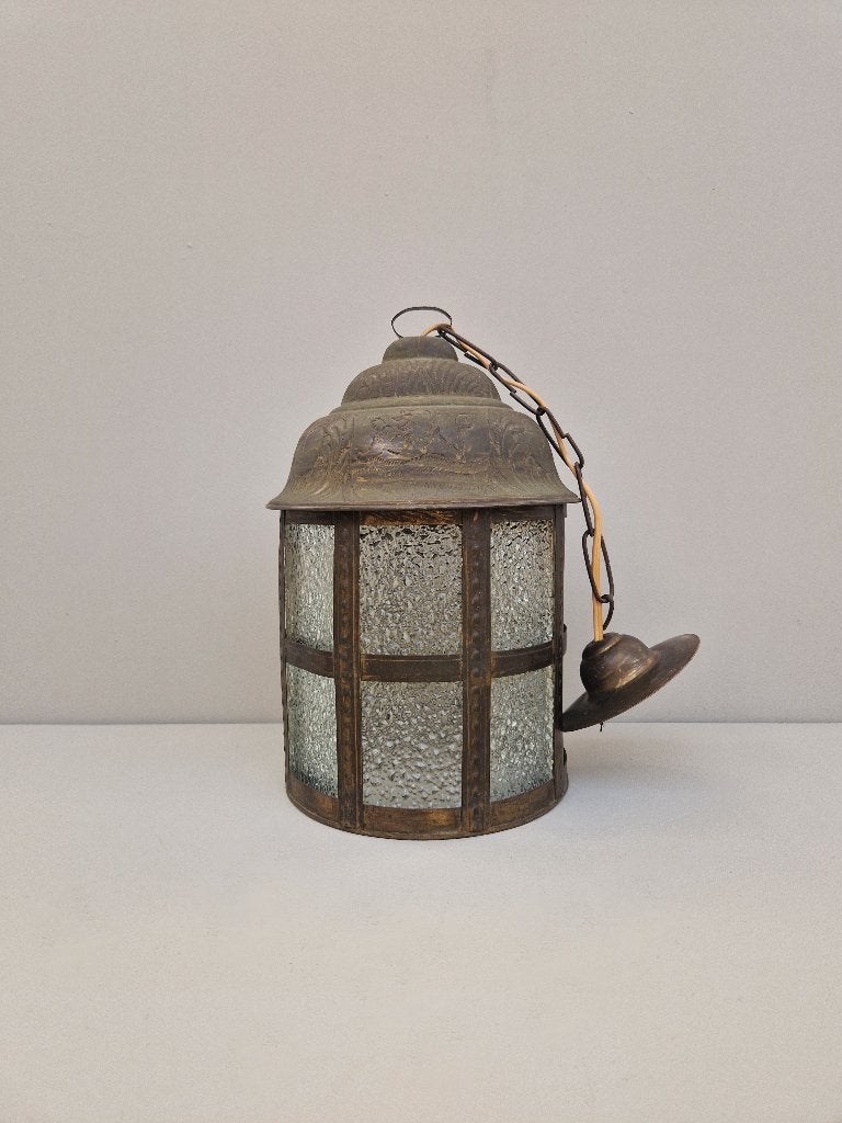 Vintage hanglamp, Gebruikt, Verzenden, Glas, Minder dan 50 cm