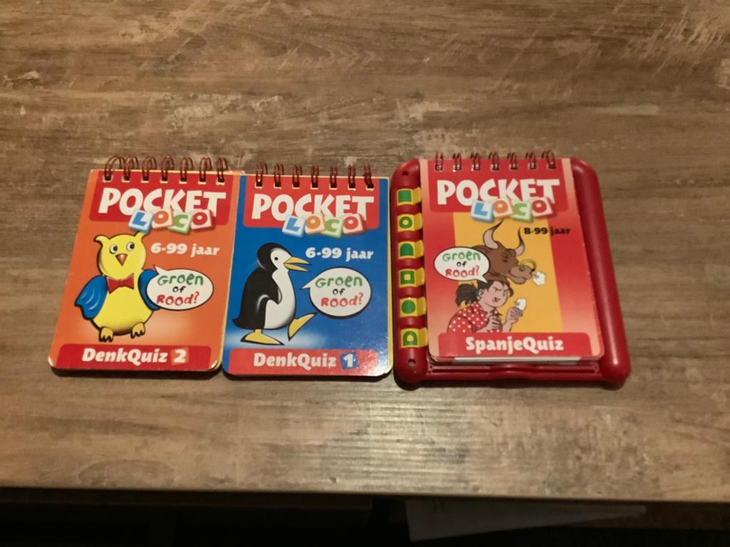 Pocket loco met 3 boekjes, spaans en 2x denkquiz, Ophalen of Verzenden, Zo goed als nieuw