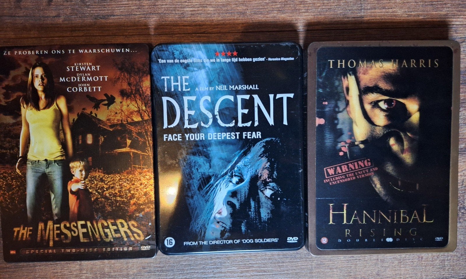 metal box Horror DVD Collectie: The Messengers, The Descent,, Horror, Vanaf 16 jaar, Nederlands, Ophalen of Verzenden