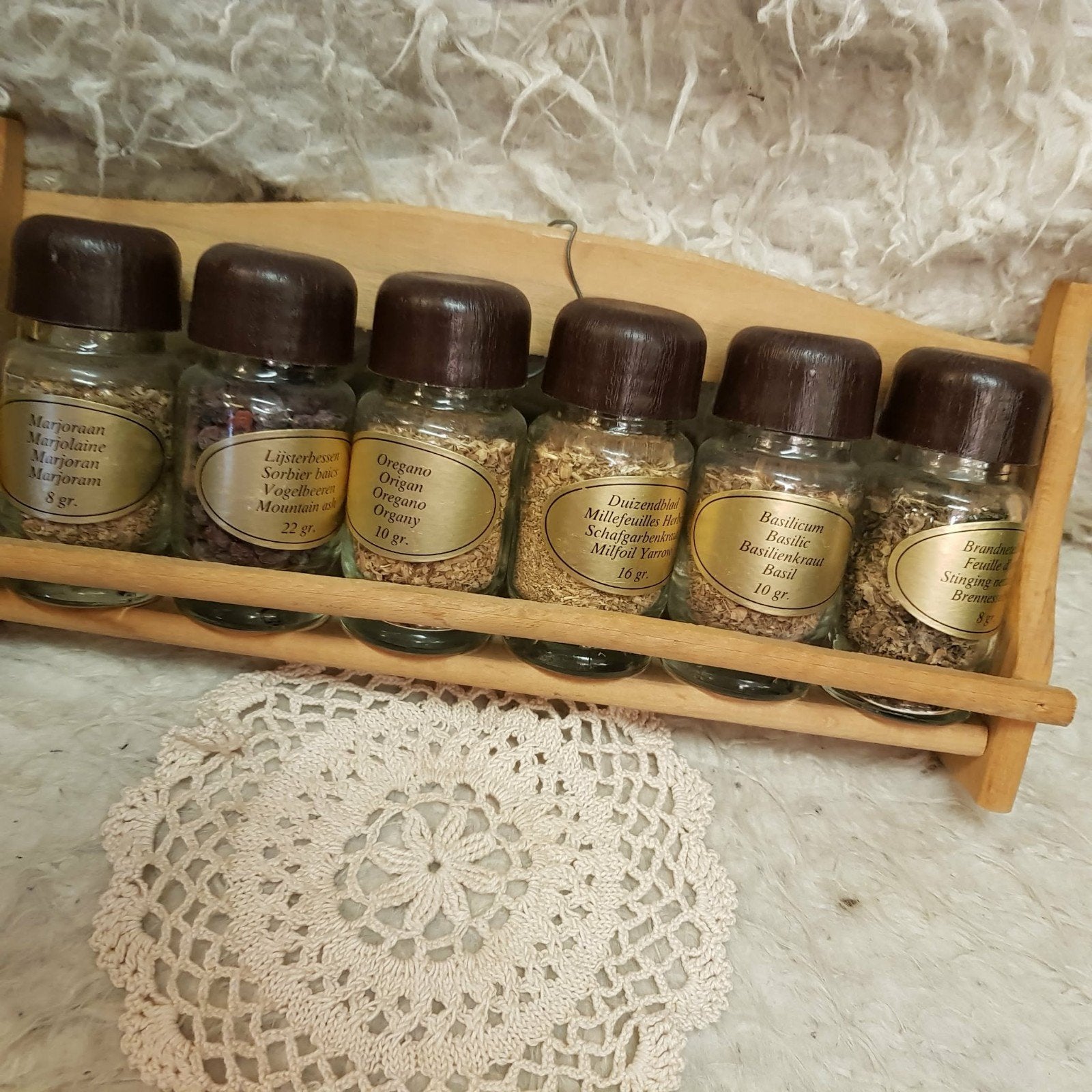 Kruidenrekje met 6 kruidenpotjes, Hout, Ophalen of Verzenden, Overige typen, Gebruikt