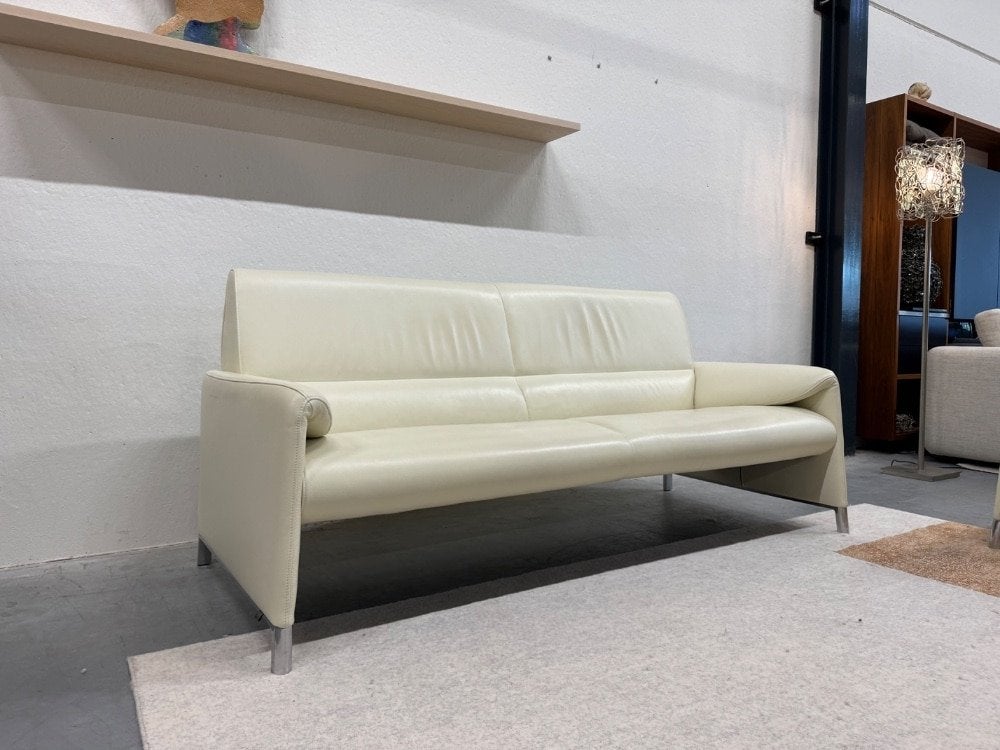 Leolux Felizia 3 Zits Bank Senso Egret leer Design 210, Huis en Inrichting, Info@leolux.nl, Driepersoons, Ophalen of Verzenden