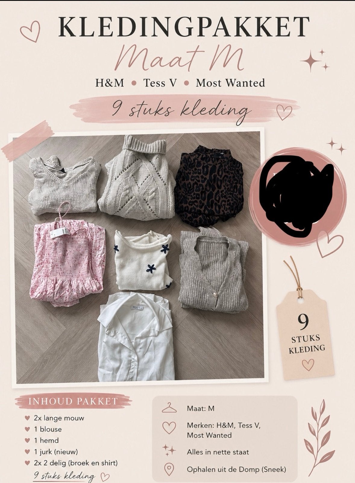 Kledingpakket Maat M - 9 stuks (H&M, Tess V, Most Wanted), Ophalen of Verzenden, Zo goed als nieuw