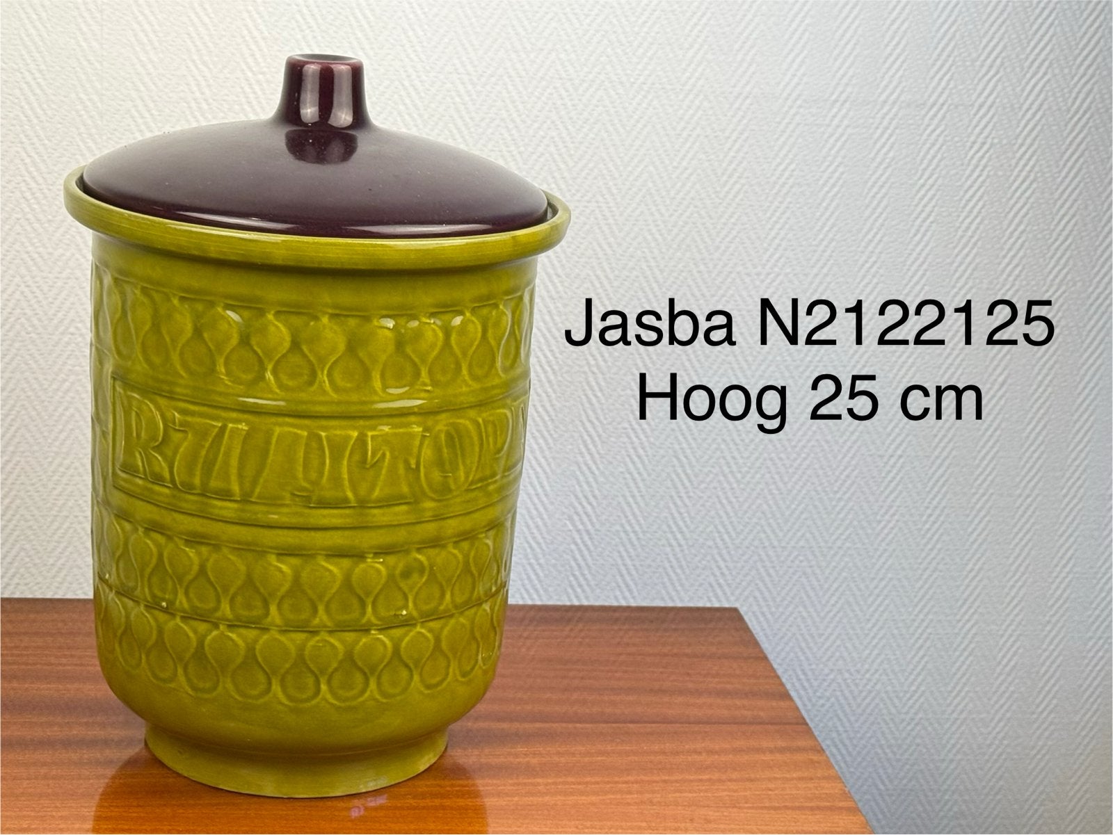 Vintage Jasba Keramiek Voorraadpot - Olijfgroen, 25 cm, Ophalen