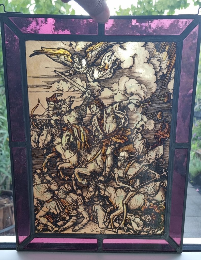 Glas in lood paneel, Gebruikt, Minder dan 80 cm, Overige typen, Ophalen of Verzenden