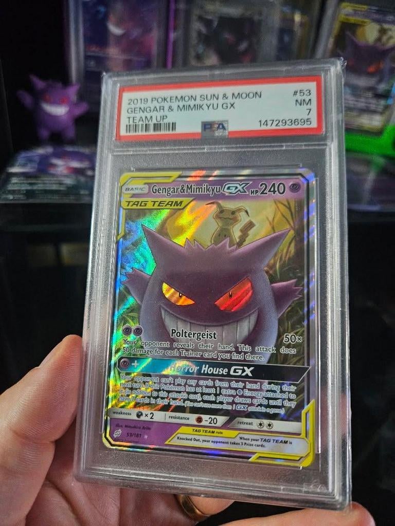 Pokemon kaarten Gengar&mimikyu GX 53/181 PSA, Ophalen of Verzenden