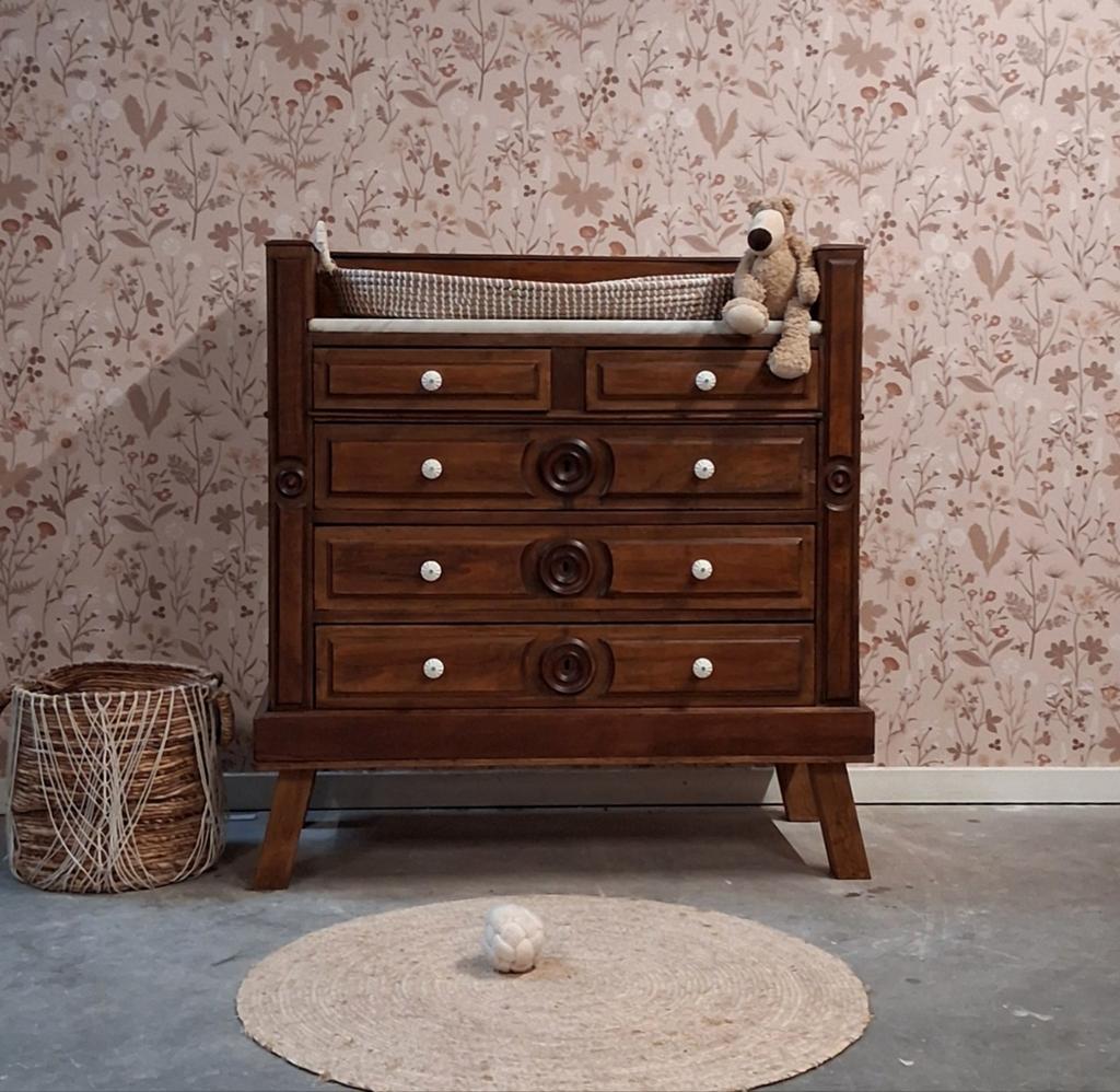 Vintage sierlijke commode dressoir met wit marmerenblad hout, Josièfine, 3771 sh, Minder dan 100 cm, Info@josiefine.nl