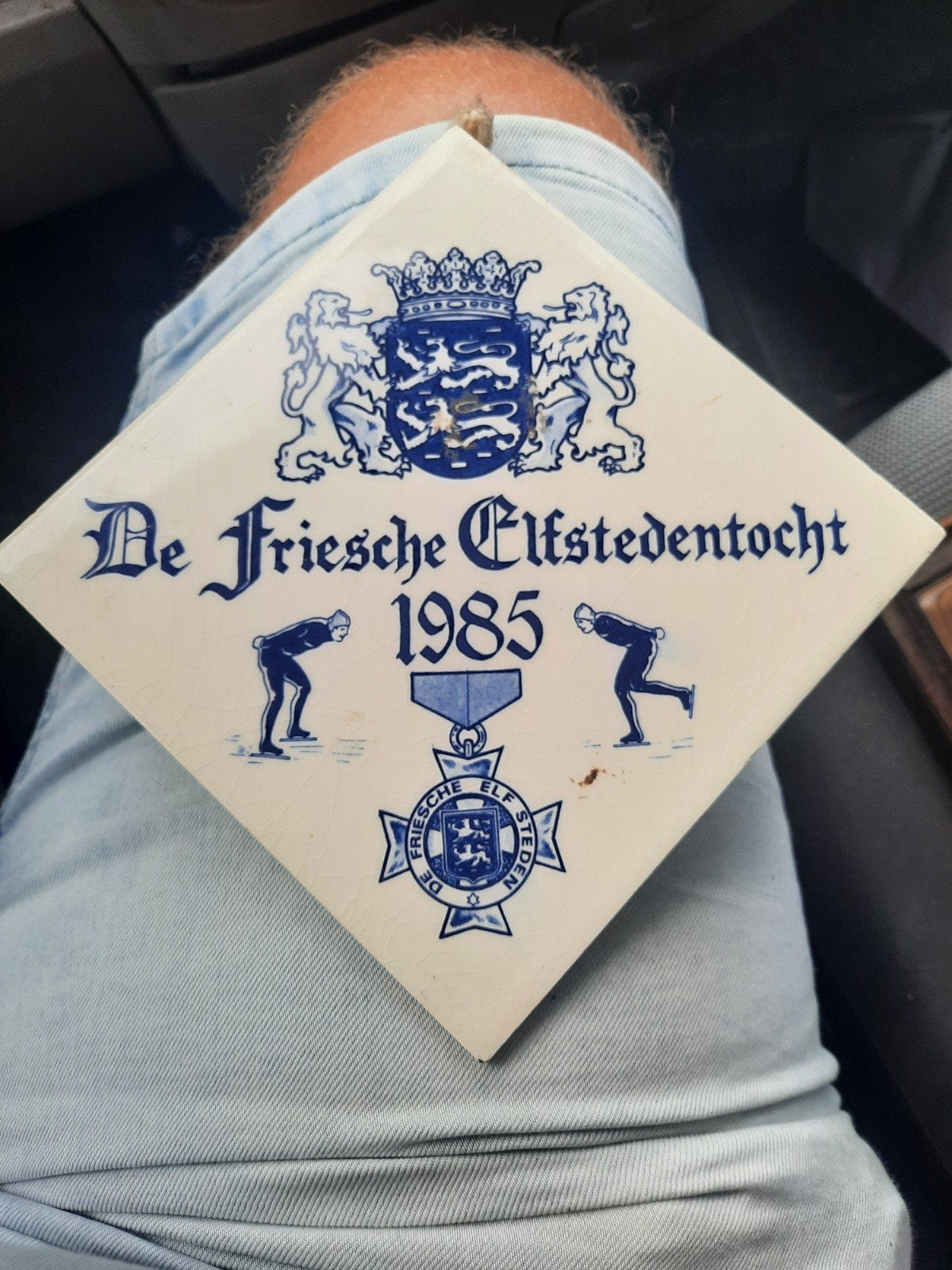 Tegel Friese Elfstedentocht 1985 - Delfts Blauw, Antiek en Kunst, Ophalen of Verzenden