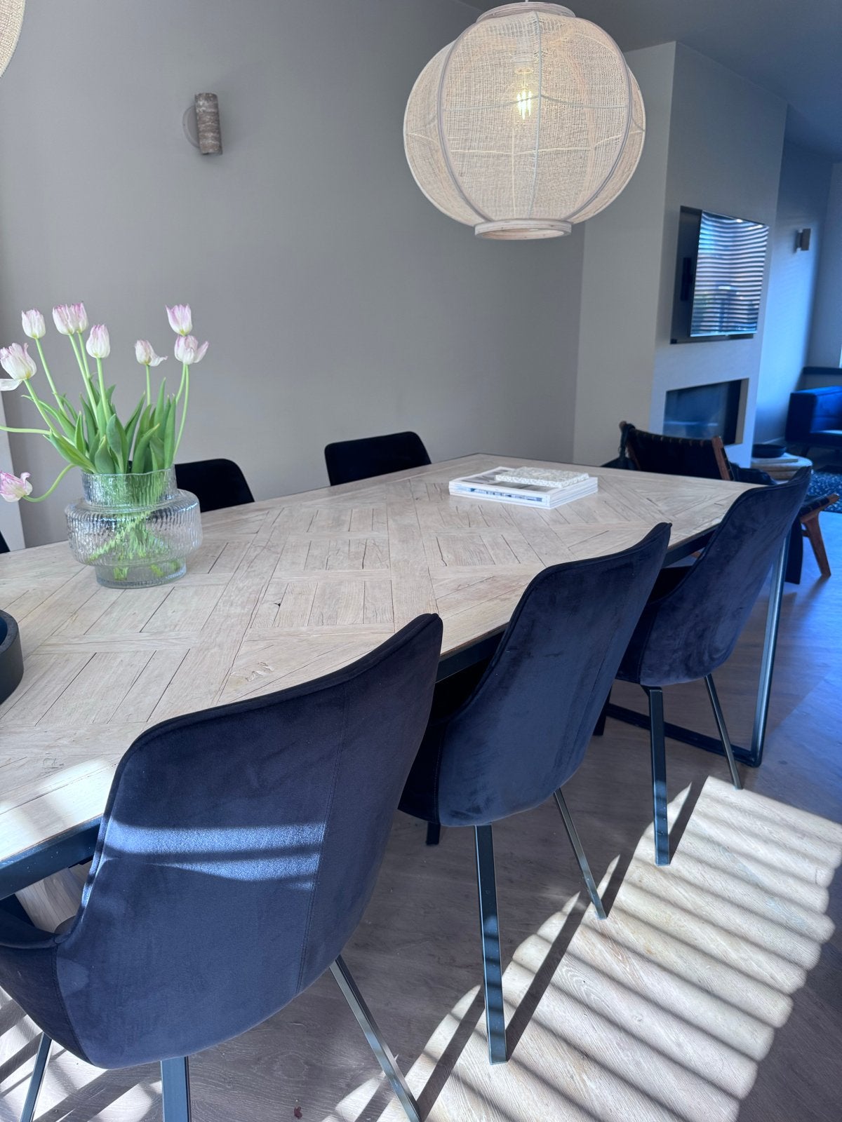 8x By-Boo Beau eetkamerstoelen - Zwart fluweel, Ophalen, Zwart, Zo goed als nieuw, Metaal