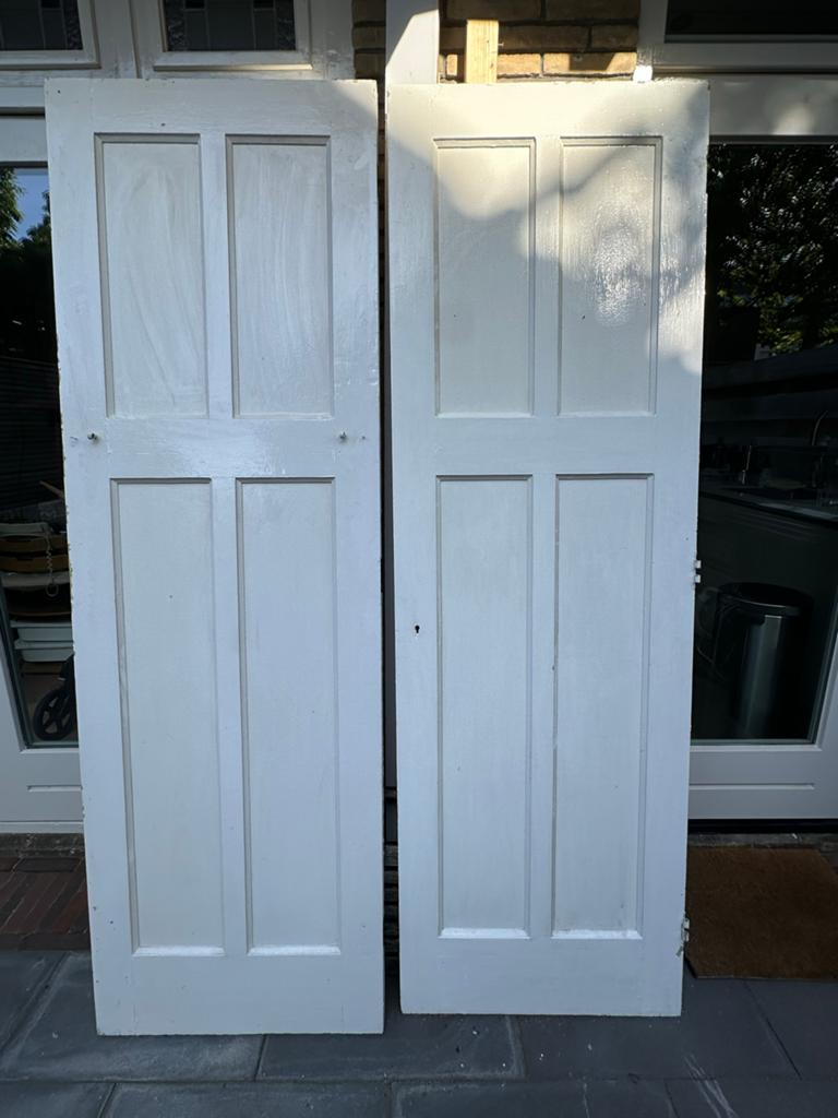 Set van 2 Jaren '30 Paneeldeuren - 68x211 cm, Doe-het-zelf en Verbouw, Deuren en Horren, Ophalen, Gebruikt, Minder dan 80 cm, Binnendeur