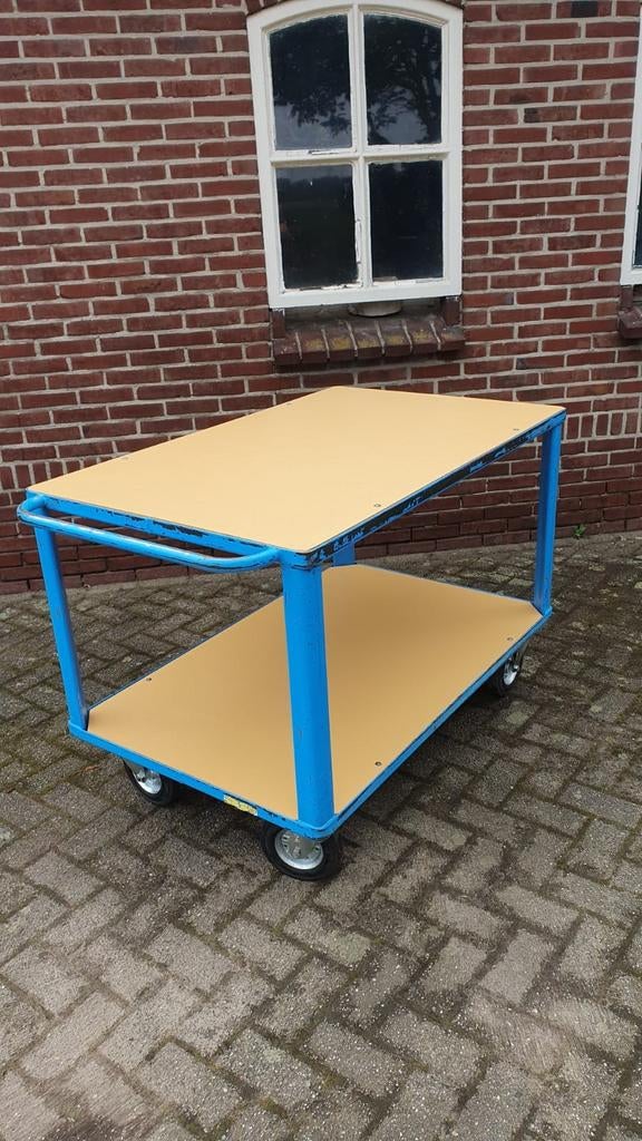 Zware tafelwagen 2plateaus/transportkar/magazijnkar/kar, Ophalen, Gebruikt