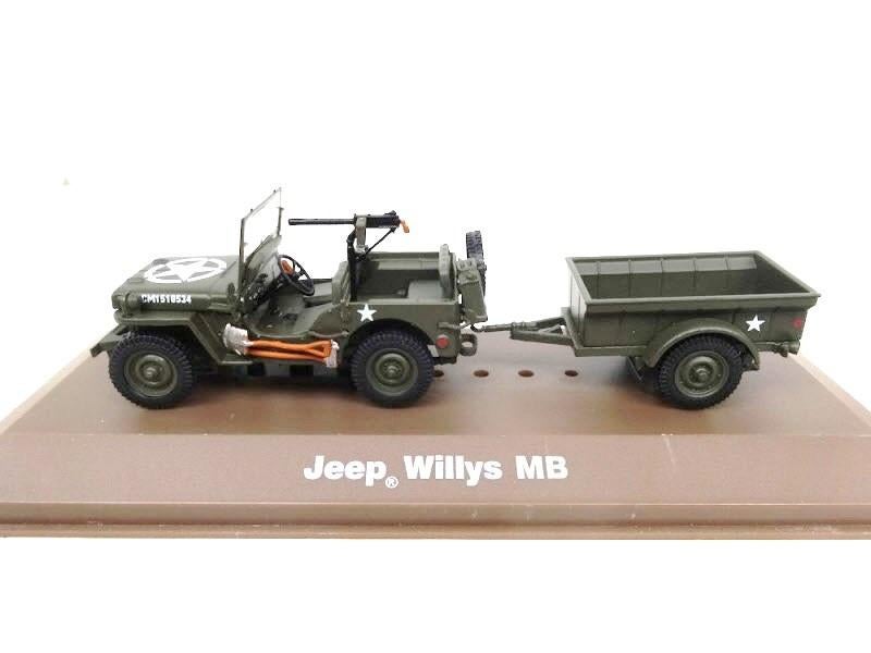Modelauto Leger Jeep Willys MB met aanhanger 1:43 Verzamelen, Hobby en Vrije tijd, Modelauto's | 1:43, Gebruikt, Auto, Overige merken