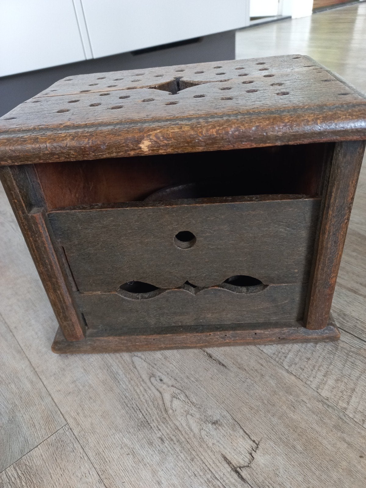 oude houten stoof, Ophalen