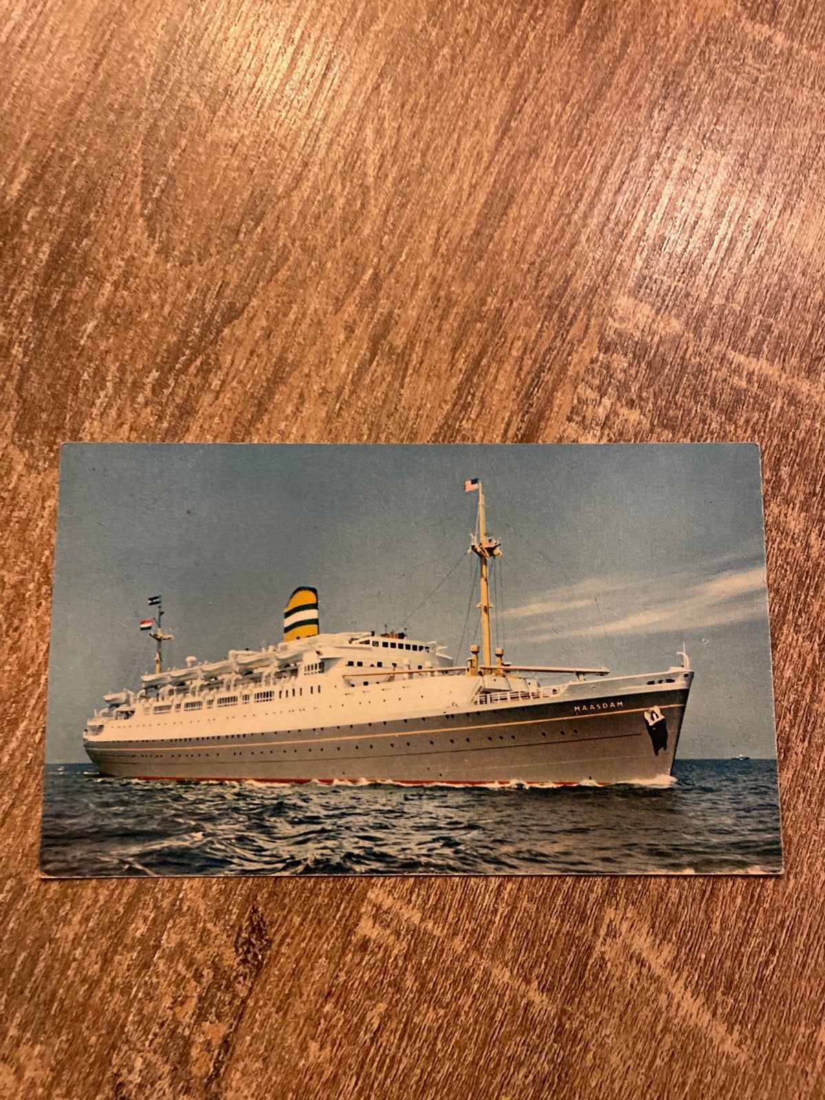 Zeldzame ansichtkaart SS Maasdam Holland-Amerika Lijn 1954, Verzamelen, Ophalen of Verzenden, 1940 tot 1960, Gelopen