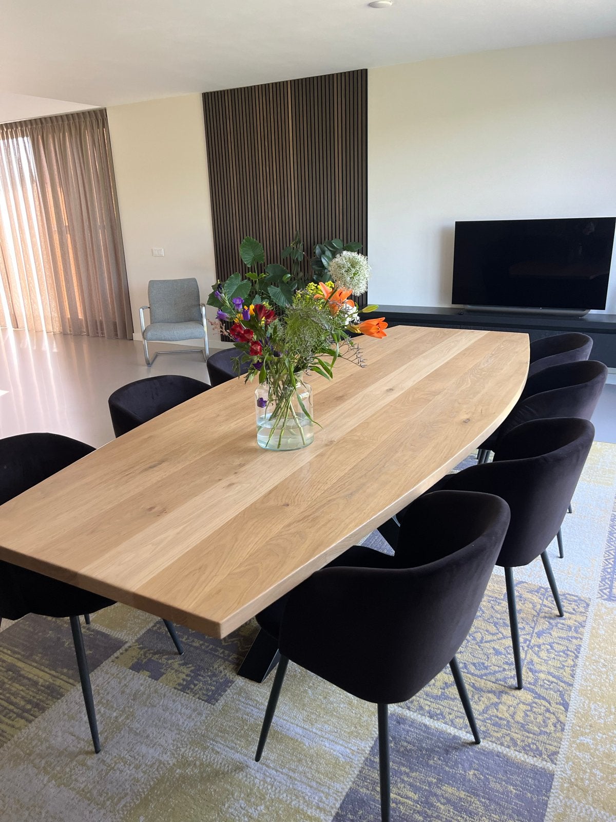 Elegante eikenhouten eettafel 3 meter met ovale vorm, Huis en Inrichting, Ophalen, 100 tot 150 cm, Eikenhout, 200 cm of meer