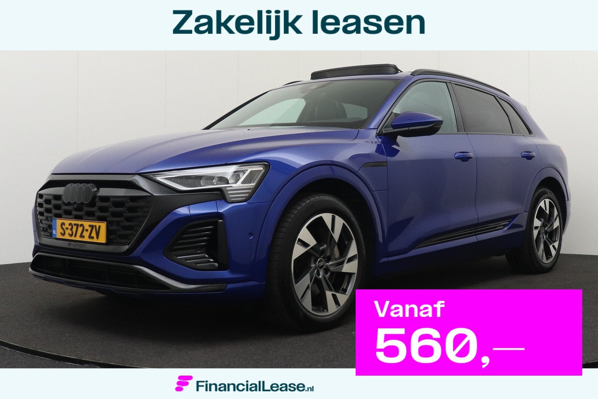 Audi Q8 e-tron 50 Quattro 95 kWh S-Line Pano-dak 20'LMV Came, Automaat, 131 €/maand, Zwart, 95 kWh