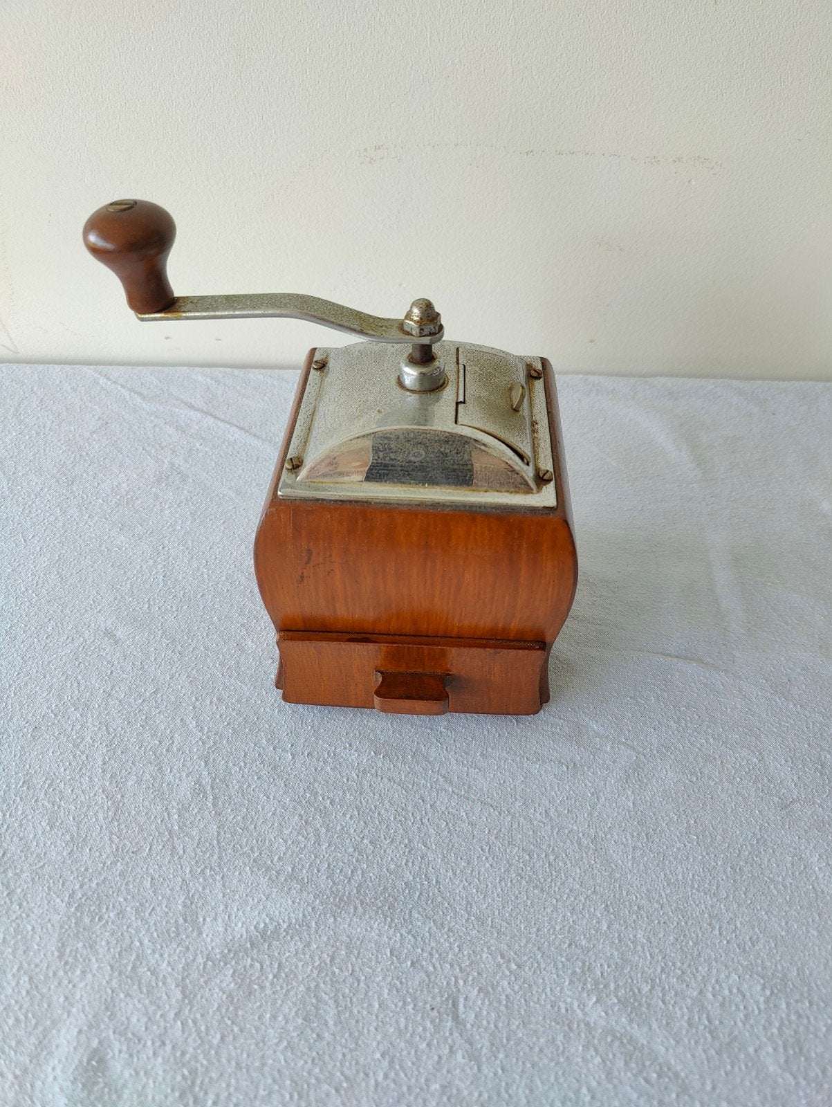 Antieke houten koffiemolen met lade, Ophalen of Verzenden