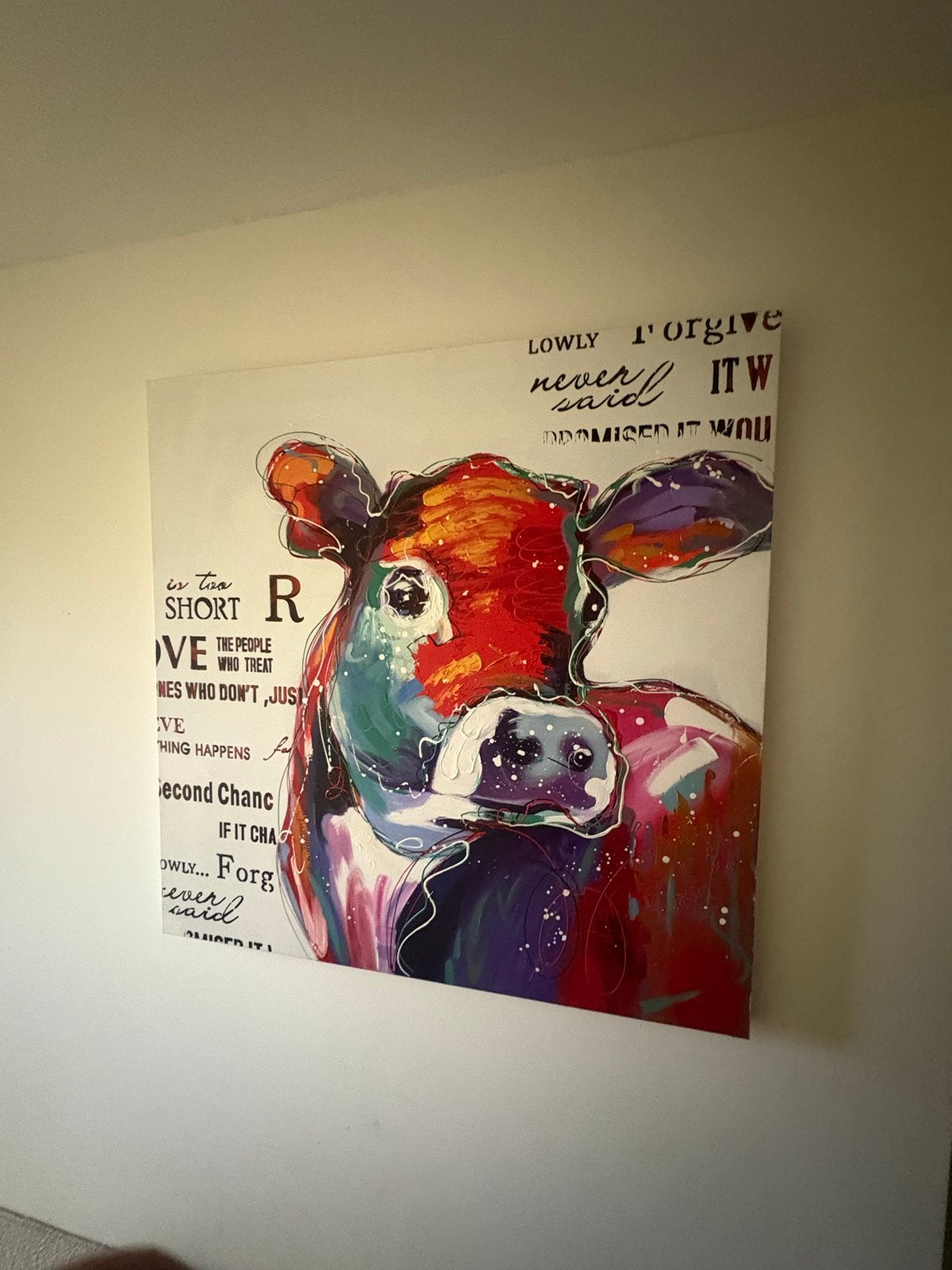Kleurrijk Koe Schilderij - Modern Kunstwerk, Ophalen