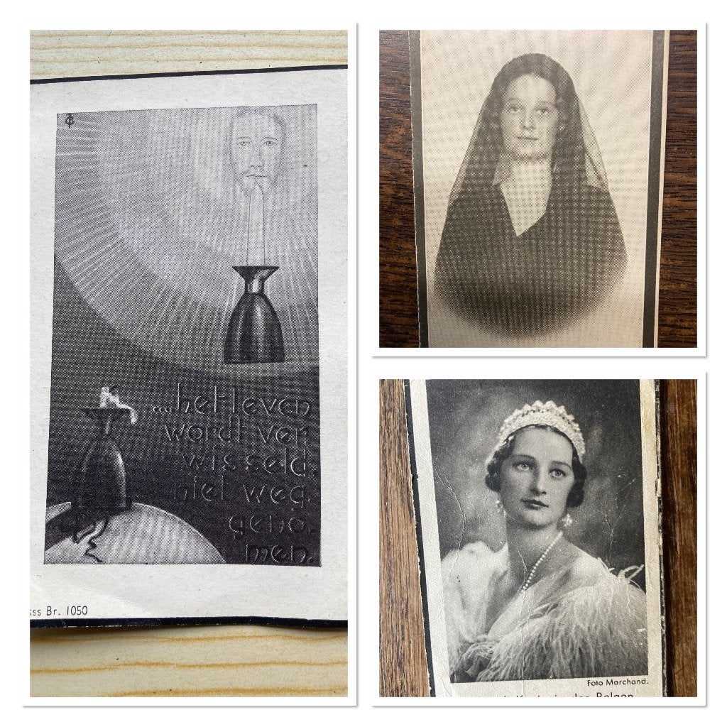 Oude bidprentjes / 2x Koningin Astrid (1935) / 1x uit 1959, Ophalen of Verzenden, Bidprentje