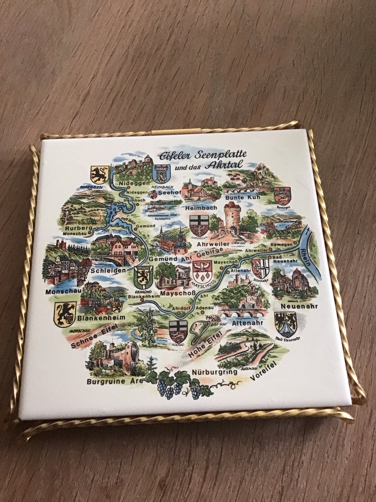 Vintage onderzetter Eifeler Seenplatte en het Ahrtal, Ophalen of Verzenden