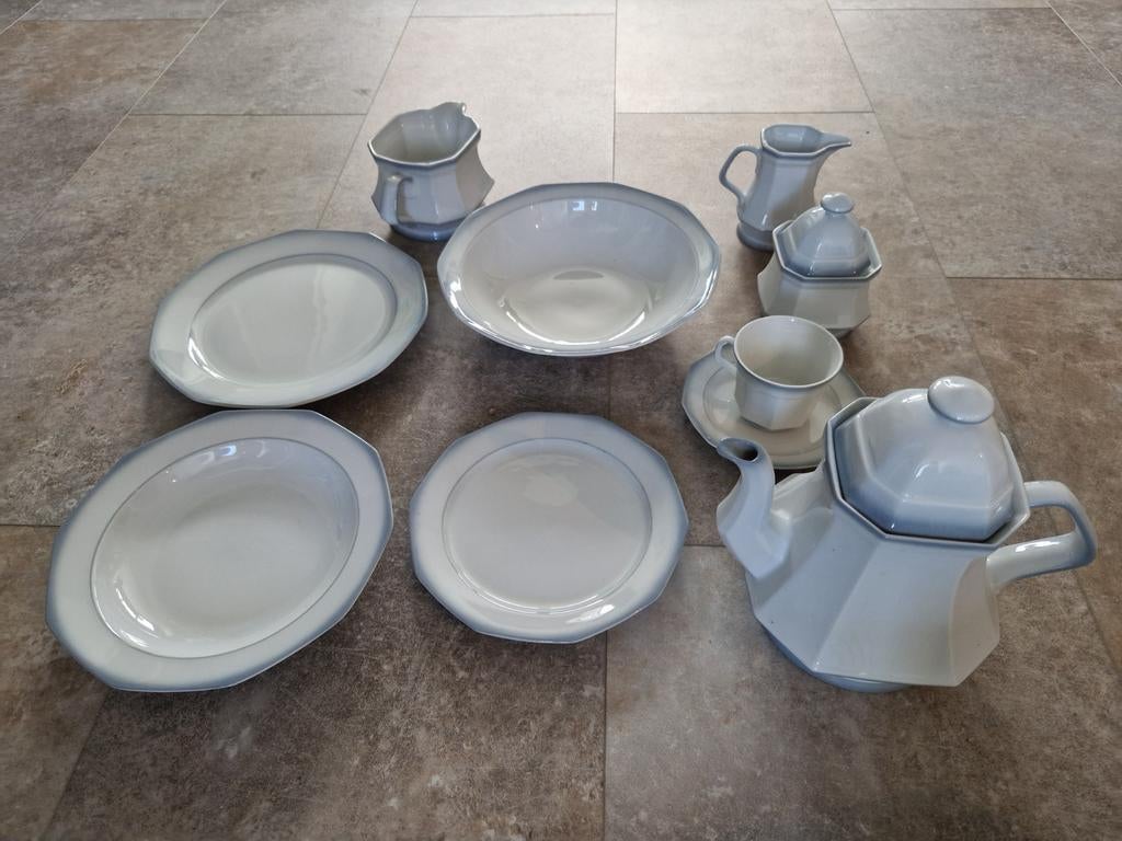 Winterling Servies Set - Wit met Grijze Rand, Ophalen, Zo goed als nieuw, Porselein, Overige stijlen
