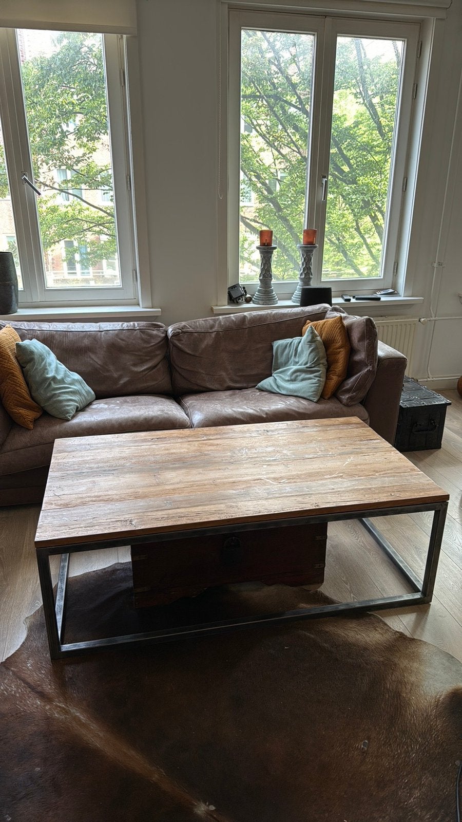 Industriële salontafel, Ophalen, 50 tot 100 cm, Zo goed als nieuw, Minder dan 50 cm