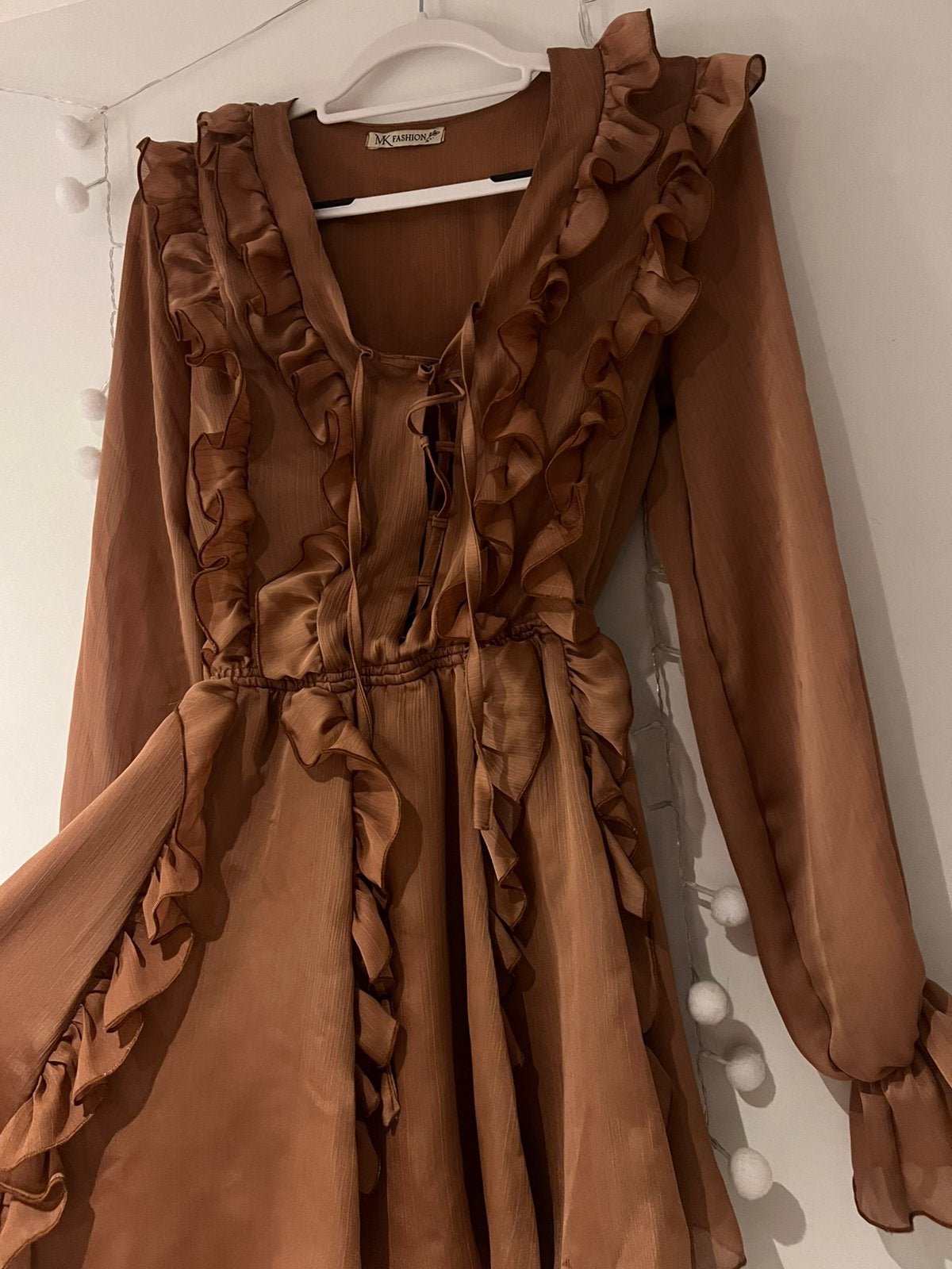 Bruine jurk in maat s, Kleding | Dames, Gelegenheidskleding, Overige typen, Bruin, Ophalen of Verzenden, Zo goed als nieuw