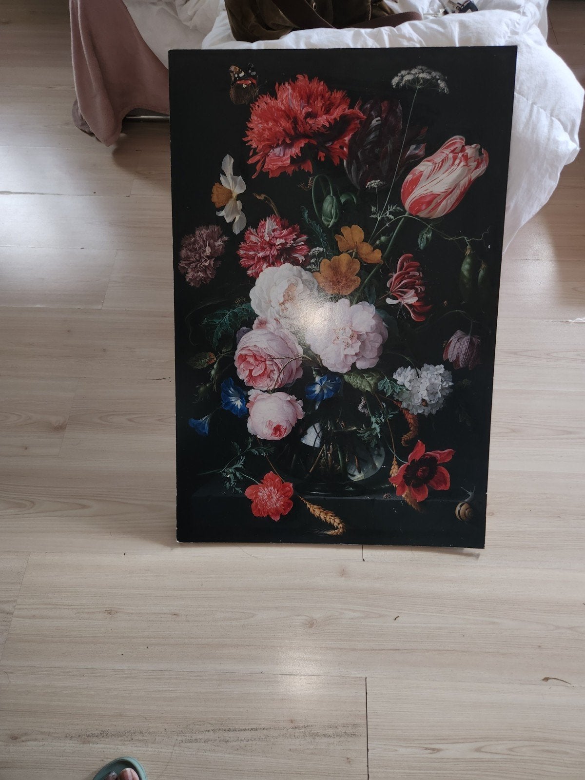 Schilderij met bloemenstilleven, donkere achtergrond, Antiek en Kunst, Ophalen