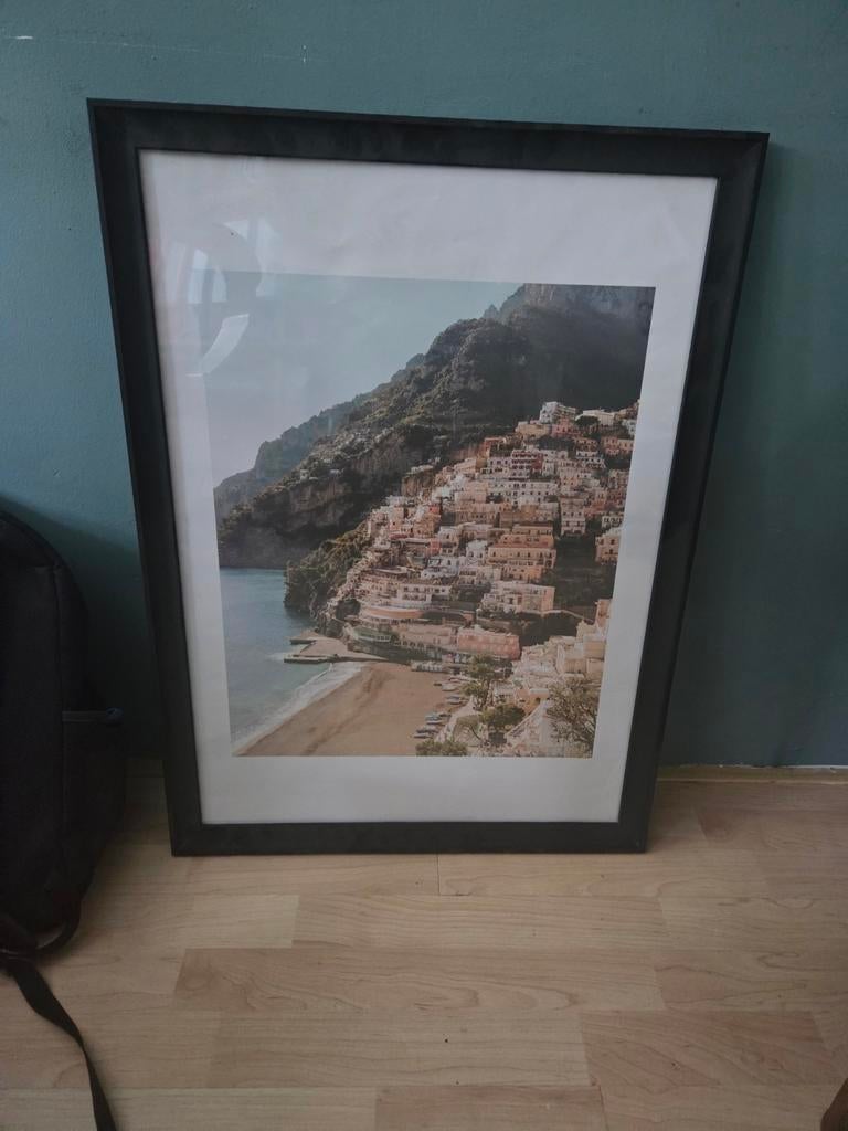Fotolijst 75x55 cm met afbeelding van Positano, Ophalen, Gebruikt, 75 cm of meer, 50 tot 75 cm