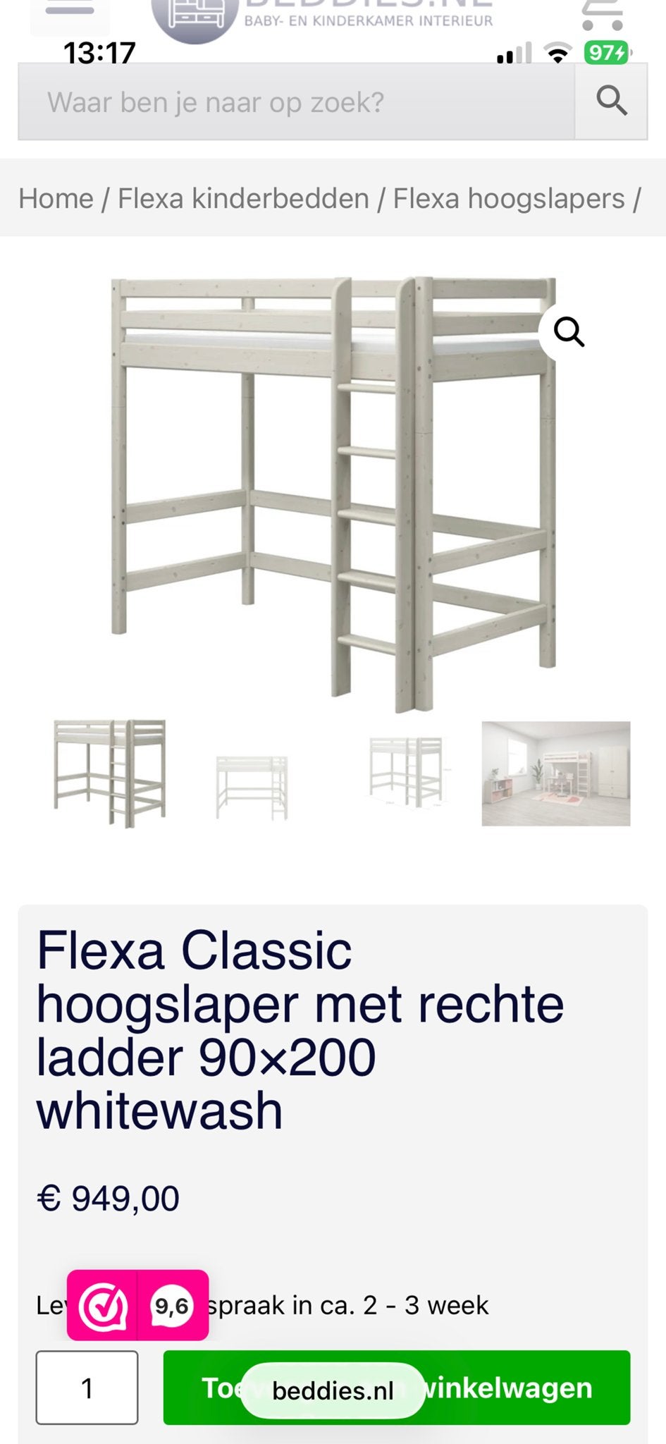 Complete Flexa hoogslaper set met bureau en ladekast, Ophalen, Gebruikt, Hoogslaper of Stapelbed