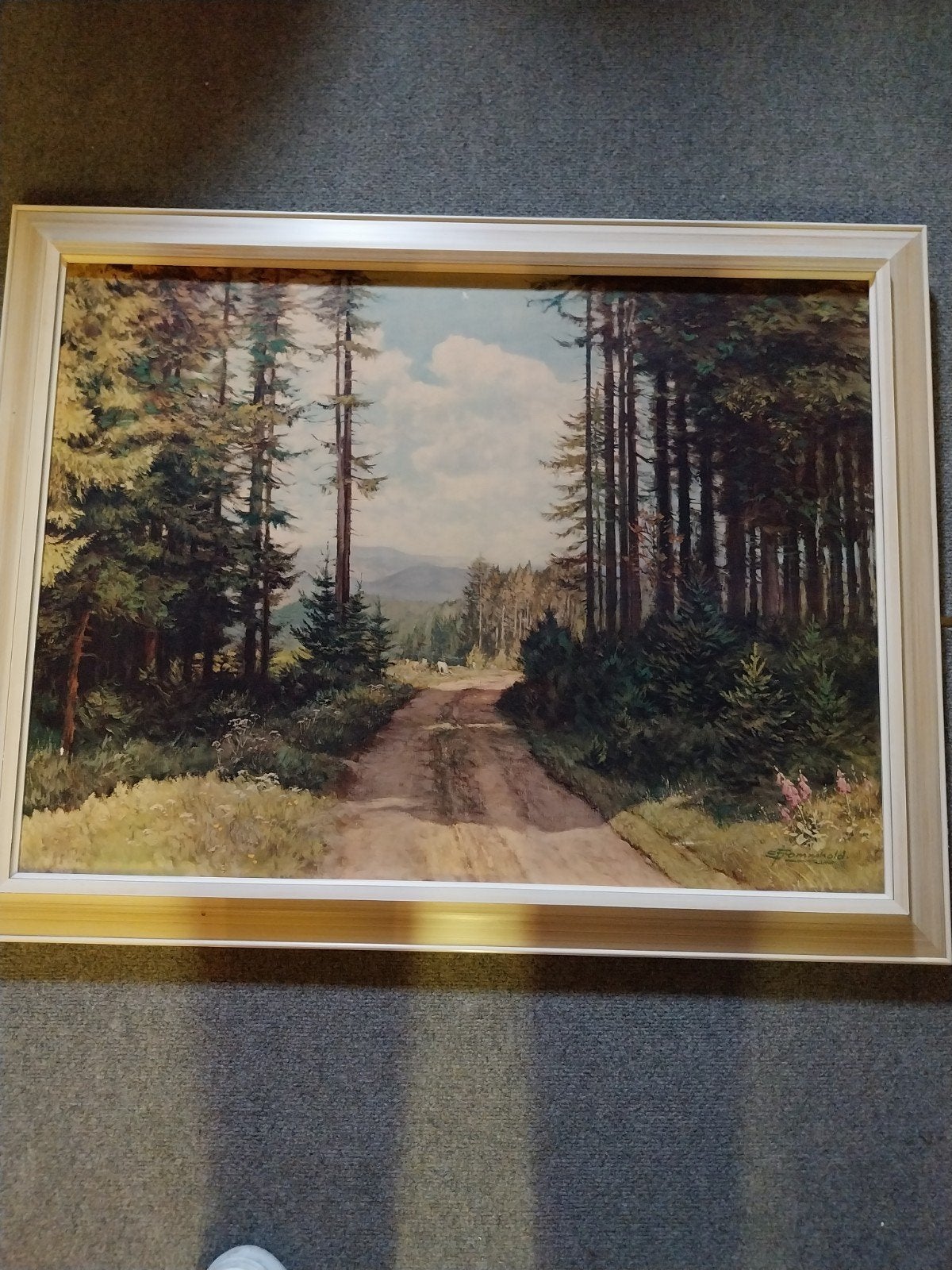 Schilderij 'Bospad' - Landschap met bomen en pad, Antiek en Kunst, Ophalen