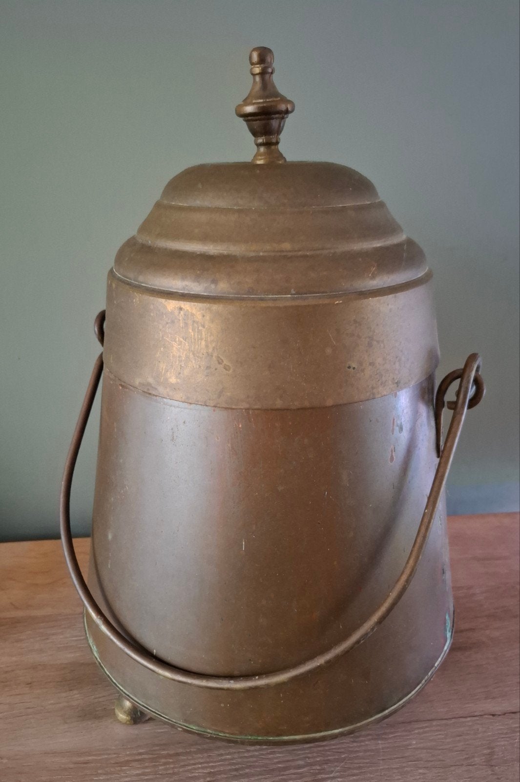 Antieke Koperen Kolenemmer/ Doofpot met Deksel, Antiek en Kunst, Ophalen of Verzenden, Koper