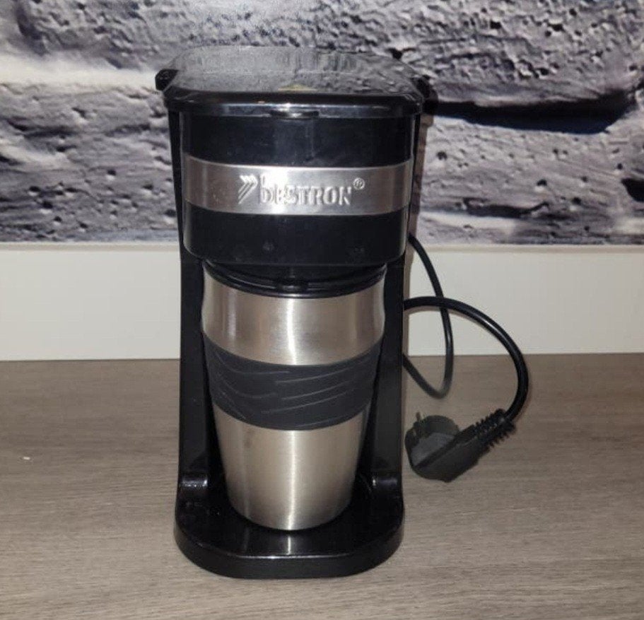 Bestron Koffiezetapparaat met Thermosbeker - Zwart/Zilver, Gebruikt, Koffiemachine, Gemalen koffie, Ophalen of Verzenden