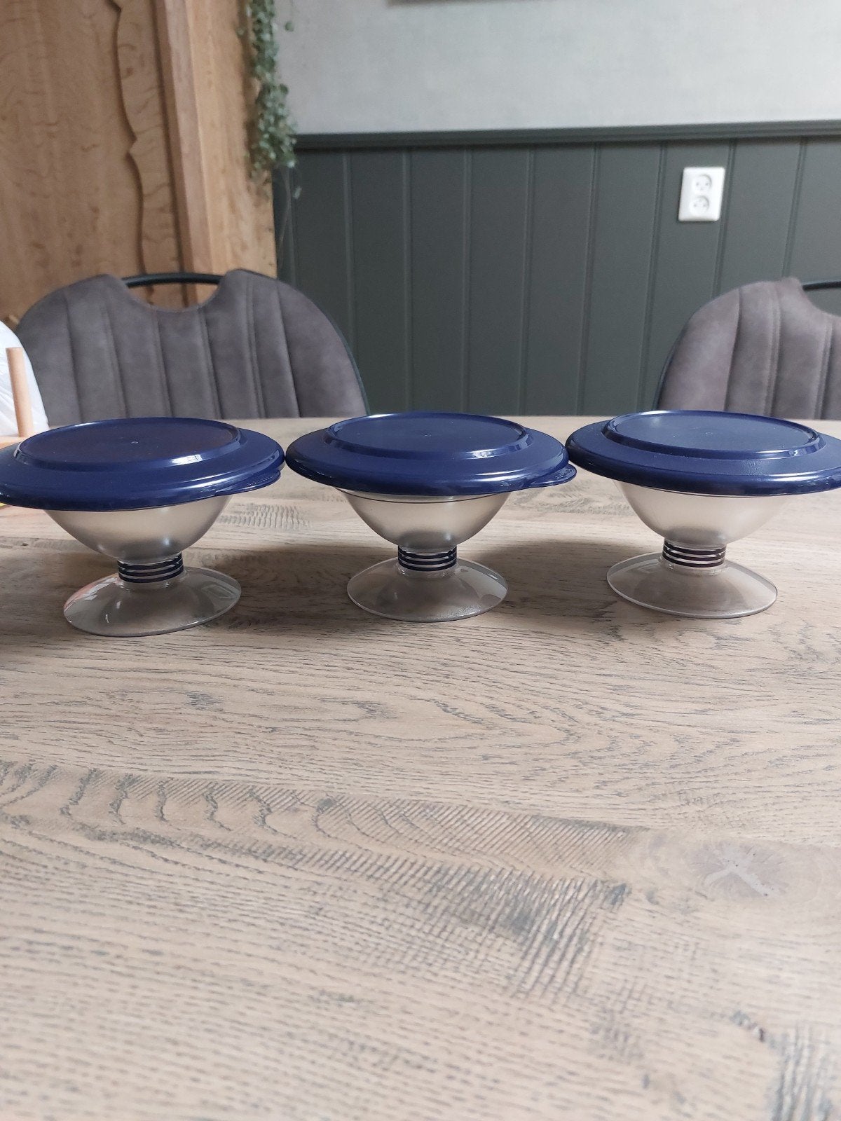 Nieuwe Tupperware ijscoupes met deksel - set van 3, Blauw, Nieuw, Ophalen of Verzenden, Bak of Kom