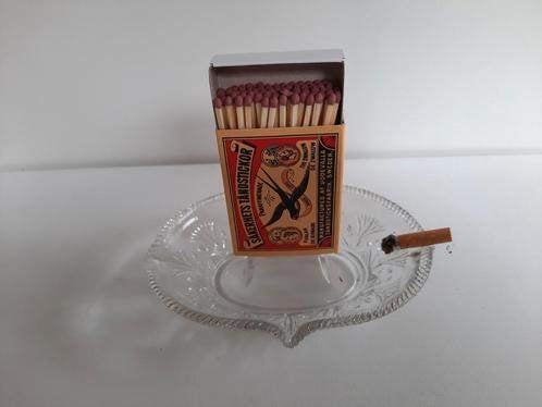 Art deco persglazen asbak met luciferhouder, Ophalen of Verzenden