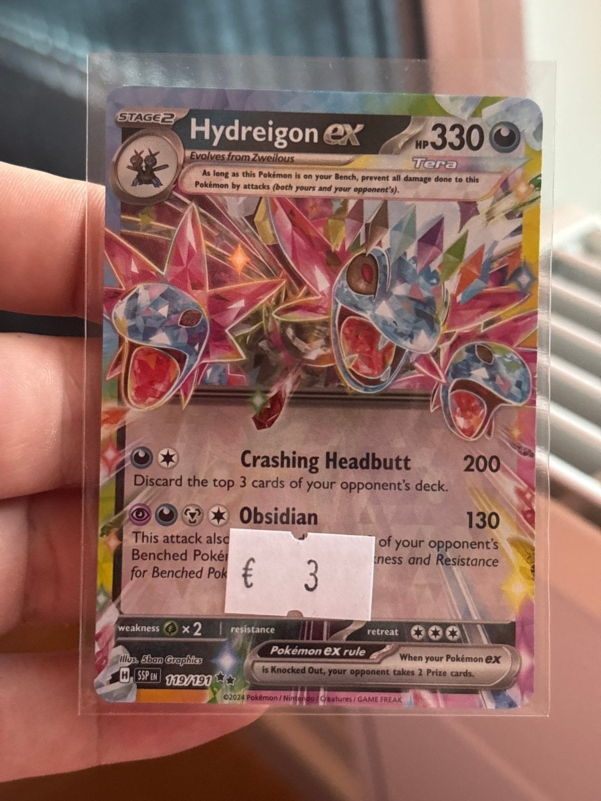 Hydreigon ex Pokémon kaart (HP 330), Ophalen of Verzenden, Gebruikt, Losse kaart