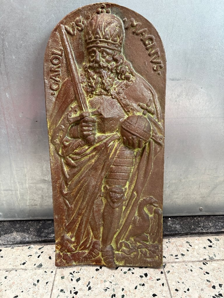Gietijzeren plaat Karel de grote, Ophalen of Verzenden