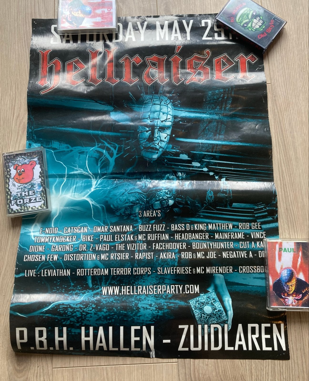 Poster Hellraiser - Hardcore Rave Gabber, Ophalen of Verzenden, A1 t/m A3, Muziek, Rechthoekig Staand