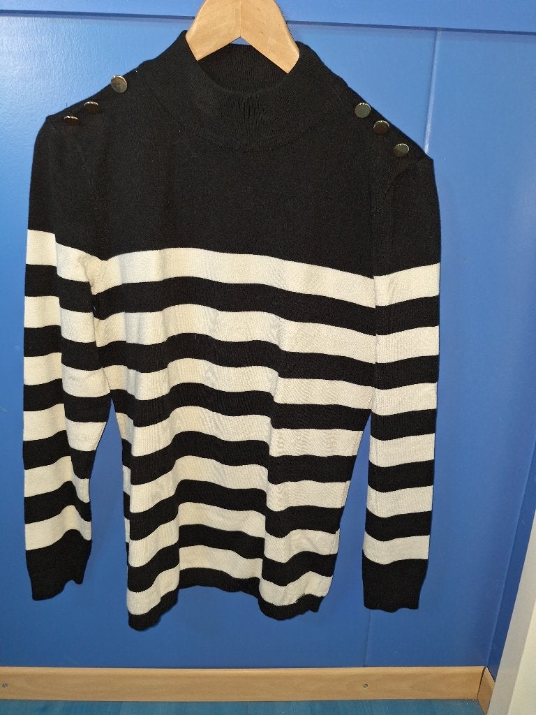 zwart/creme gestreept truitje sophia perla mt.m nieuw, Maat 38/40 (M), Zwart, Nieuw, Ophalen of Verzenden