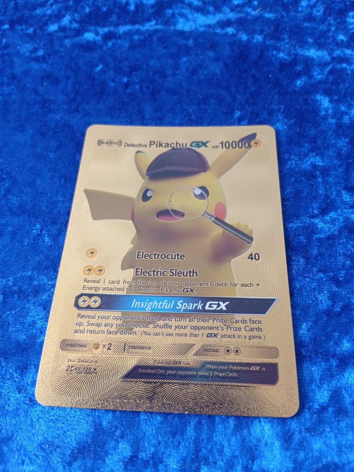 Detective Pikachu GX - Gold foil- Fanart Pokémon Kaart, Ophalen of Verzenden, Zo goed als nieuw, Losse kaart, Foil