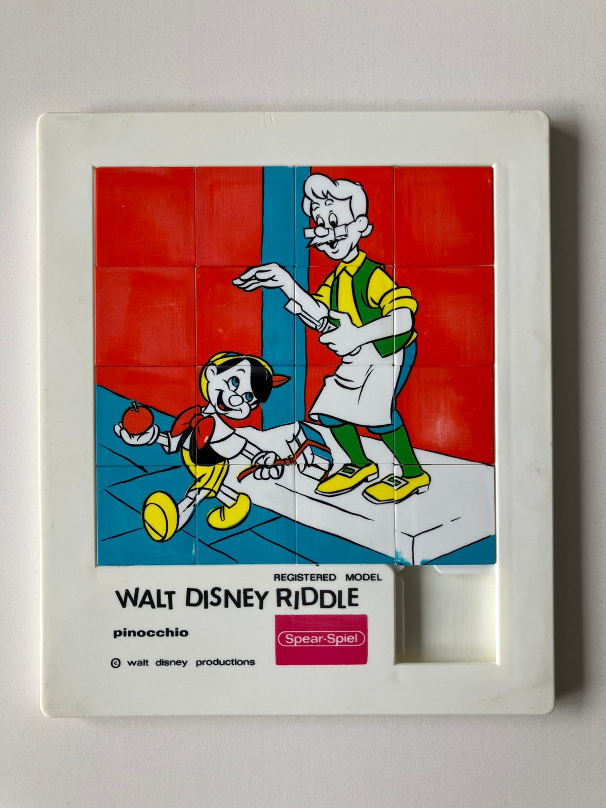 Vintage Walt Disney Pinokkio Schuifpuzzel 1970s, Verzenden, Gebruikt, Overige typen