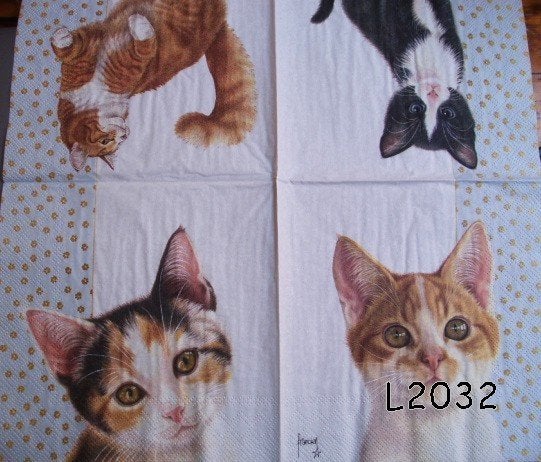 Servetten decoupage/bullet journal - Franciens katten L2032, Verzenden, Nieuw