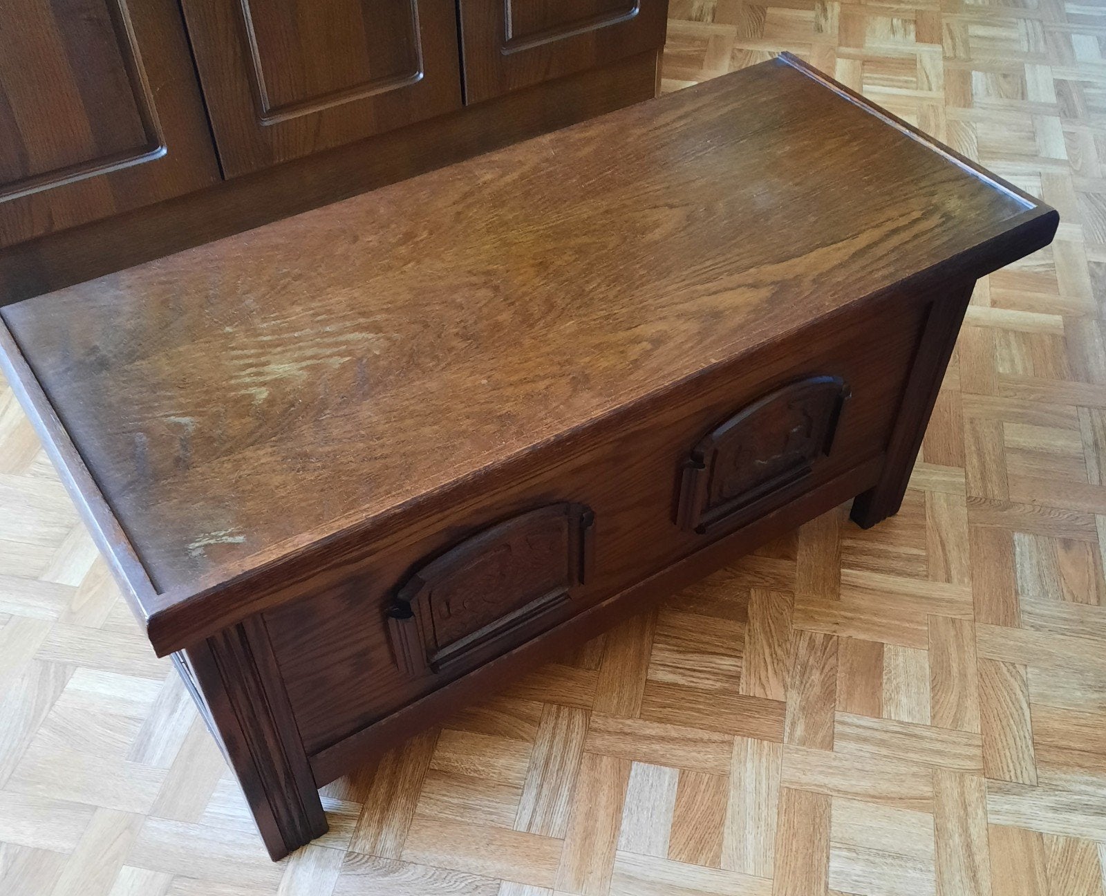 Houten dekenkist - Vintage opbergkist, Ophalen, Gebruikt, 100 tot 150 cm, 5 – 50