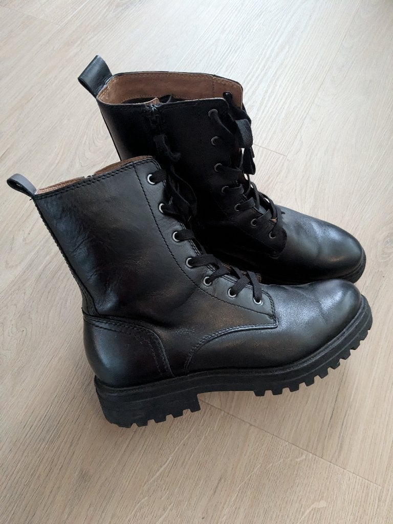 No Stress leren veterboots laarsjes zwart maat 41, Ophalen of Verzenden, Zo goed als nieuw, Zwart